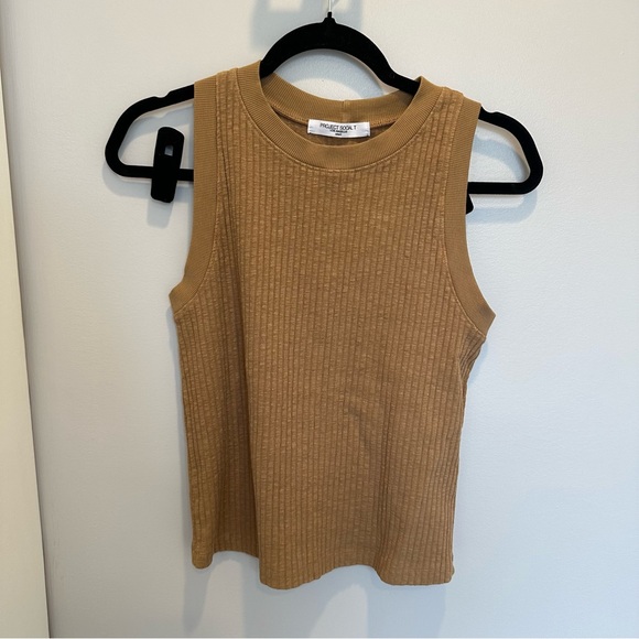 Project Social T | Brown Ribbed Racerback Tank - Picture 1 of 3